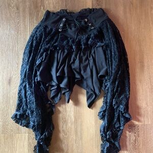 Asymmetrical Black Lace Skirt